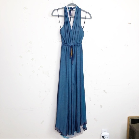 RAMY Brook Daphne Silk layered halter back Maxie dress - Picture 12 of 12